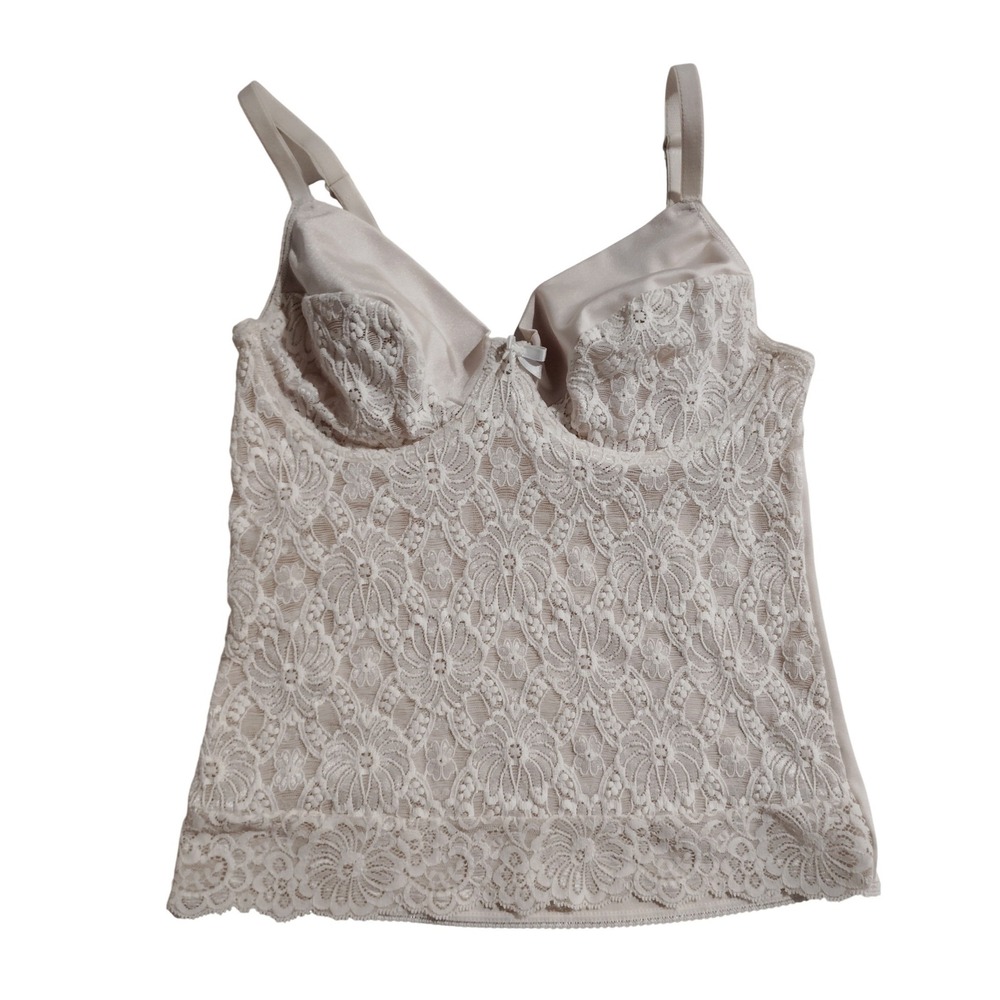 Vintage Lace Trimmed Full Figure Longline Bra Camisole 36C‎ Full Support